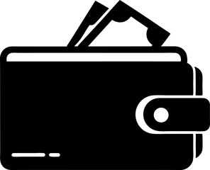 Wallet With Money Silhouette Vector Illustration 