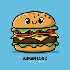 Happy Hamburger Character Logo