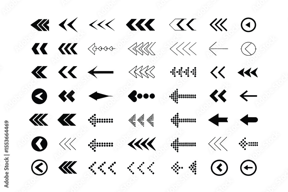 Poster arrow selection: a comprehensive array of directional arrows, meticulously crafted with geometric pr