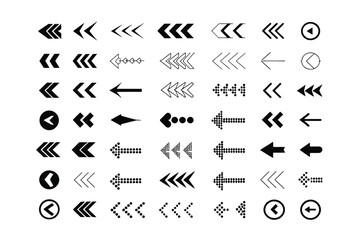 Arrow Selection: A comprehensive array of directional arrows, meticulously crafted with geometric precision in contrasting black and white.