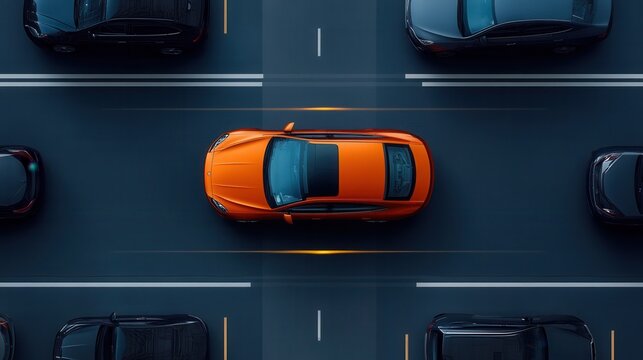 Smart car utilizes autonomous technology for secure road scanning and self-parking in busy urban environment