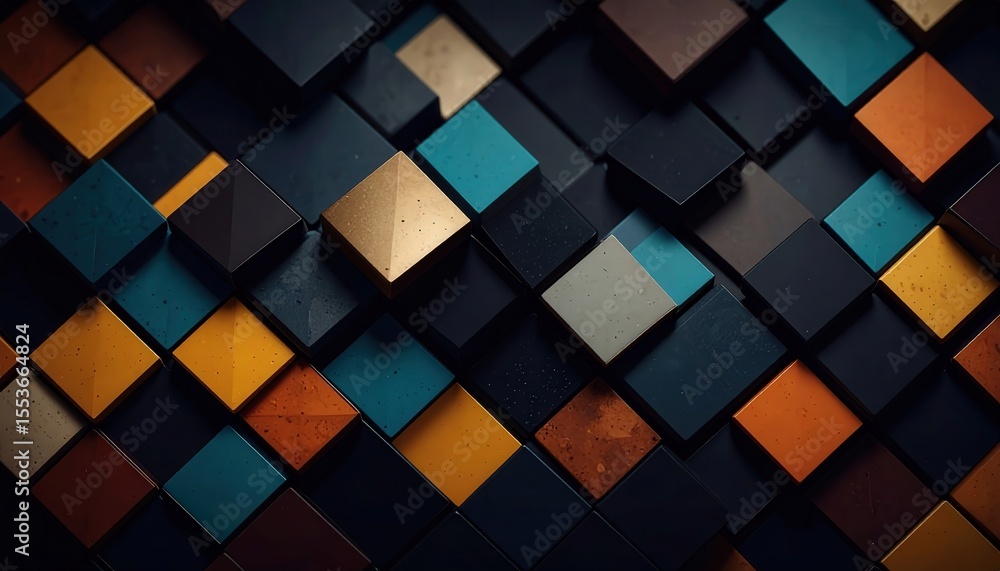 Poster intricate abstract geometric pattern of 3d cubes