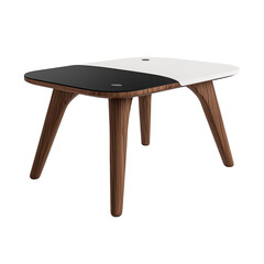 Dual-surface L-shape table with two-tone finish and plenty of legroom, modern and practical on transparent background