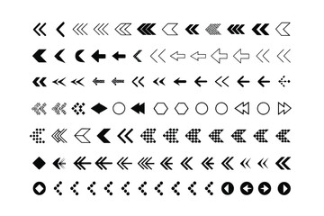 Arrow Patterns: A collection of varied arrow designs, perfect for visual communication, direction indication, and design elements. Each arrow has its own style.