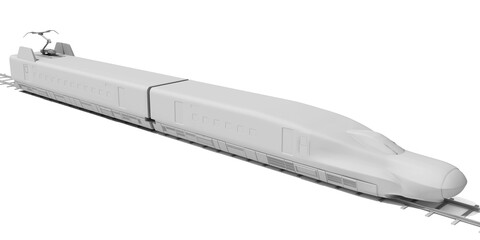 Passenger Speed Train in Clay Style Render on White Background 3D Rendering