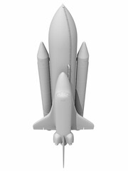 Space Shuttle in Clay Style Render on White Background 3D Rendering