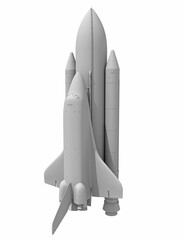 Space Shuttle in Clay Style Render on White Background 3D Rendering