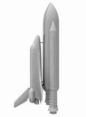 Space Shuttle in Clay Style Render on White Background 3D Rendering