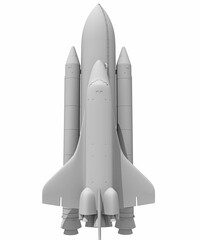 Space Shuttle in Clay Style Render on White Background 3D Rendering