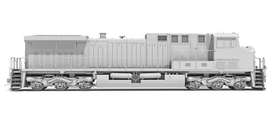 Diesel Locomotive in Clay Style Render on White Background 3D Rendering