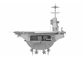 Aircraft Carrier Military Vessel in Clay Style Render on White Background 3D Rendering