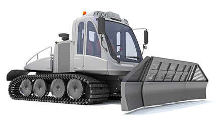 Snow Groomer Snowcat in Clay Style Render on White Background 3D Rendering