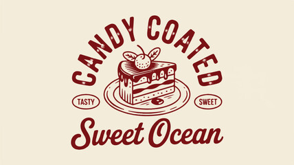 Vintage Cake Logo Red Ink Layered Cake Design