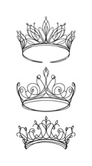 line art sketch drawing- royal queen's tiara (vector set) © mr.mmz