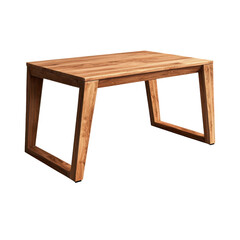 Simple V-shape wooden table with light oak surface and open frame, ideal for study or writing on transparent background