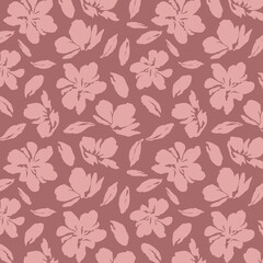 Flowers have organic shape with seamless background. Simple abstract floral pattern. Modern printing. Ideal for textile design, wallpaper, cards, posters and decoration.
