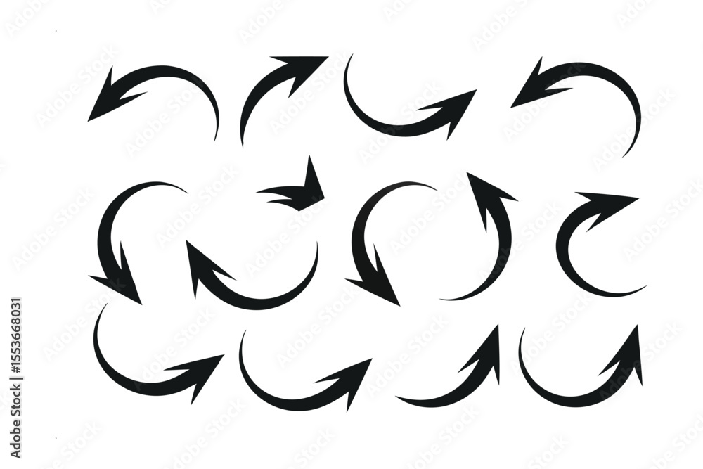 Poster arrow variations in action: a collection of sleek, black arrows in a variety of curved and direction