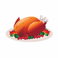 baked bird on a plate, chicken, turkey, thanksgiving