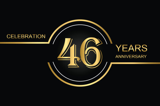 Luxury 46th anniversary celebration design with gold text on a dark background. Perfect for elegant event invitations, milestone banners, or corporate anniversary templates.