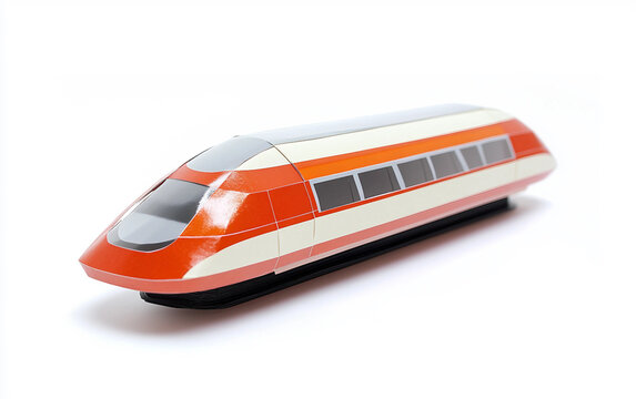 Artistic handcrafted maglev train model featuring futuristic engineering. Generative AI.