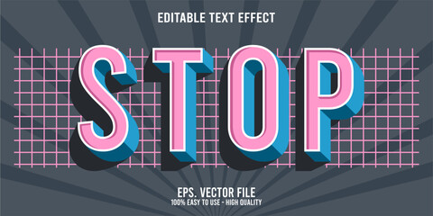 Editable text effect STOP word art typography illustration template style premium vector