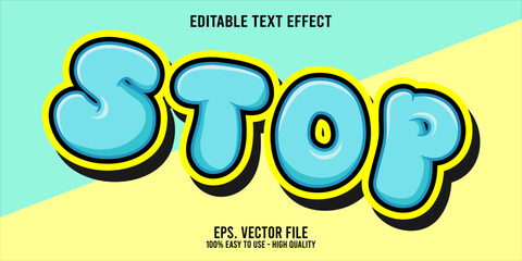 Editable text effect STOP word art typography illustration template style premium vector