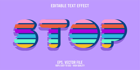 Editable text effect STOP word art typography illustration template style premium vector