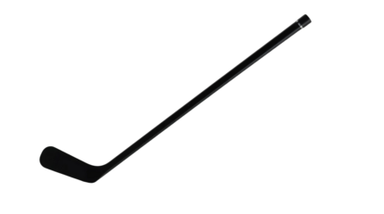 Black hockey stick isolated on transparent background