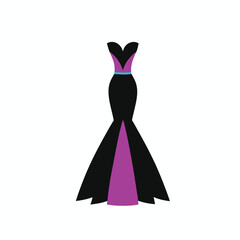 vector silhouette formal dress, evening grown, cocktail dress, , strapless bodice, flared skirt,  fashion illustration, elegant, high contrast, minimalist design on white background