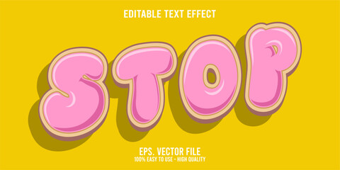 Editable text effect STOP word art typography illustration template style premium vector