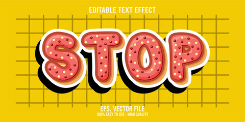 Editable text effect STOP word art typography illustration template style premium vector