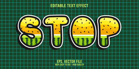Editable text effect STOP word art typography illustration template style premium vector