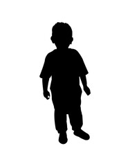  Silhouette of Standing Kid Isolated on White Background
