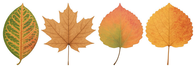 PNG Colorful autumn leaves collection, element set on transparent background