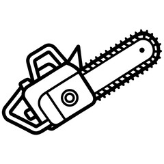 Line Art Illustration of a Chainsaw Tool