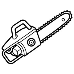 Line Art Illustration of a Chainsaw Tool