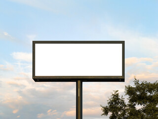 Generated ImageBlank billboard with a white rectangle for advertisement tests. High widescreen...