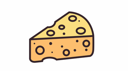 Cheese shildish style illustration. Vector isolated editable color illustration of a piece of cheese.