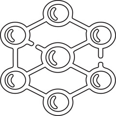 Vector illustration of molecules with black editable stroke on transparent background ideal for scientific visuals, chemistry education, medical infographics, technology designs, and research presenta