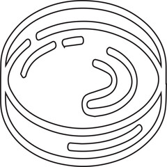 Vector illustration of a petri dish with black editable stroke on transparent background ideal for microbiology visuals, laboratory equipment, scientific education, medical research, and biology infog