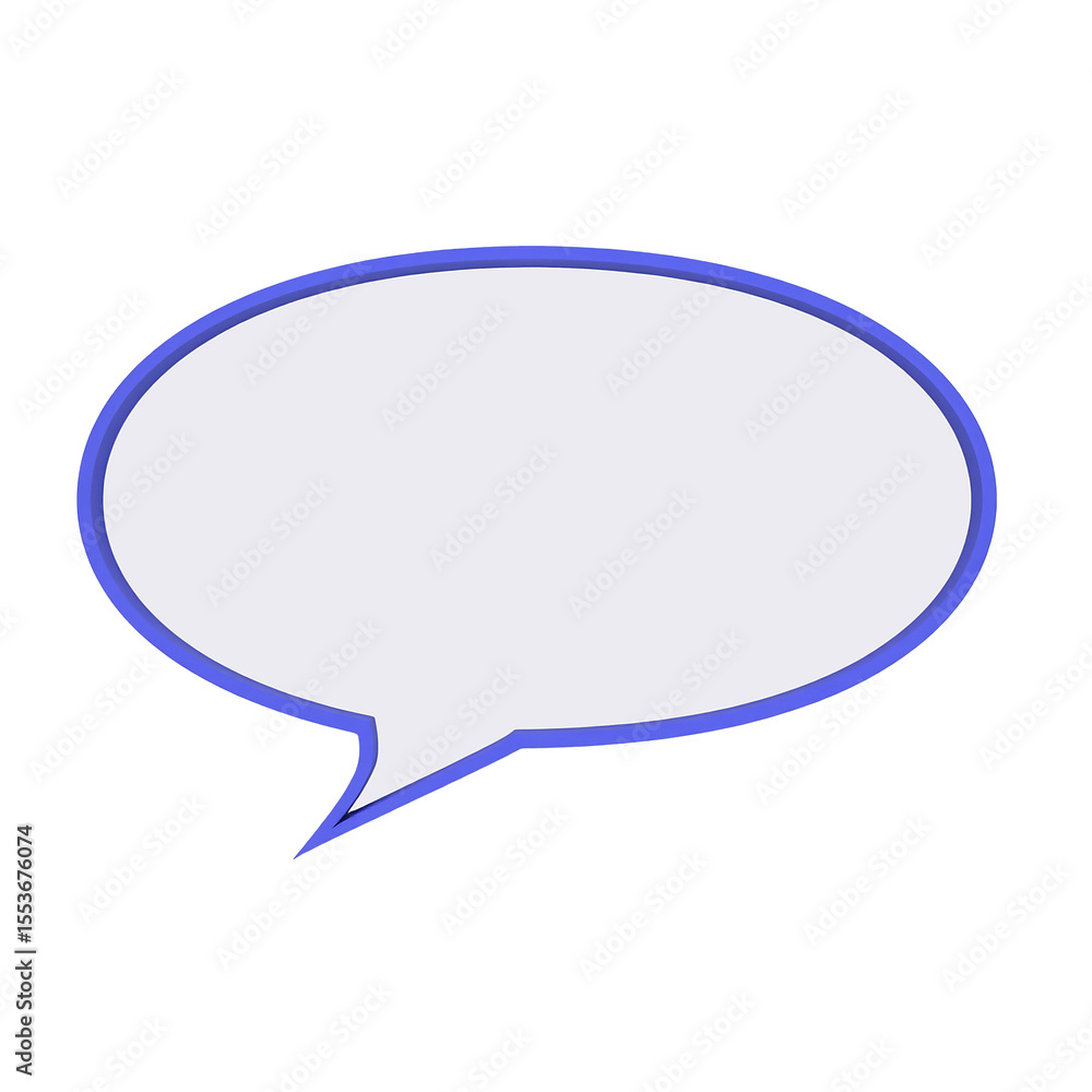 Poster empty oval speech bubble with blue outline isolated on transparent background