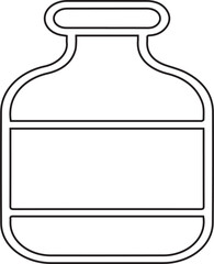Vector illustration of a reagent bottle with black editable stroke on transparent background ideal for laboratory equipment visuals, scientific education, chemical storage, and medical research design