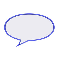 Empty oval speech bubble with blue outline isolated on transparent background
