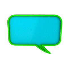 Naklejka premium Bright blue speech bubble with green outline isolated on transparent background