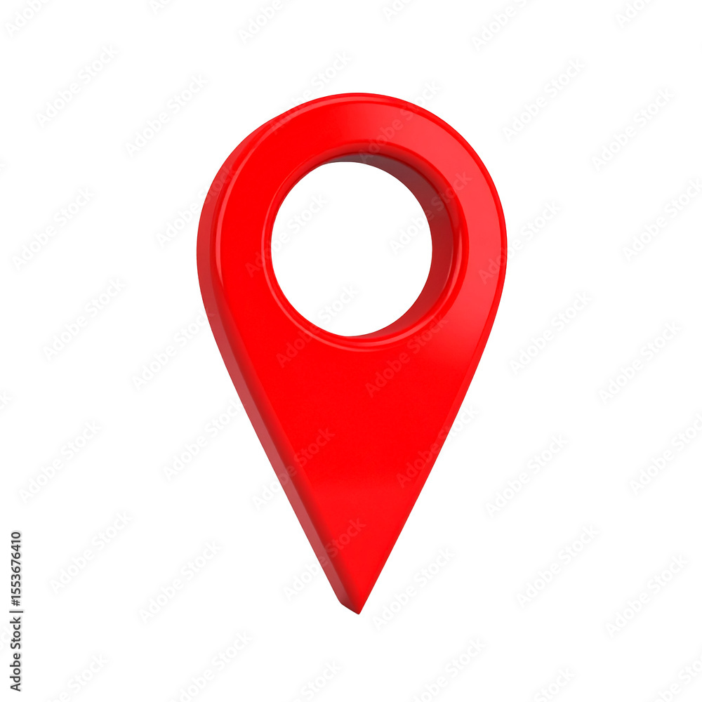 Poster red 3d map pointer icon symbol for location and navigation isolated on transparent background