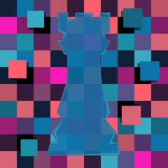 Colorful chess board. Chess board background. Chess board illustration. Chess figure illustration