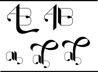 A and B Overlapped Letter Logo – Stylish AB Emblem in Calligraphy Style
