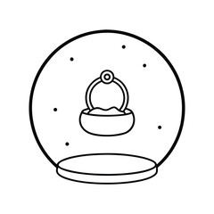 engagement ring inside a snow globe line art