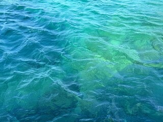 Ocean waves blue turquoise waters.