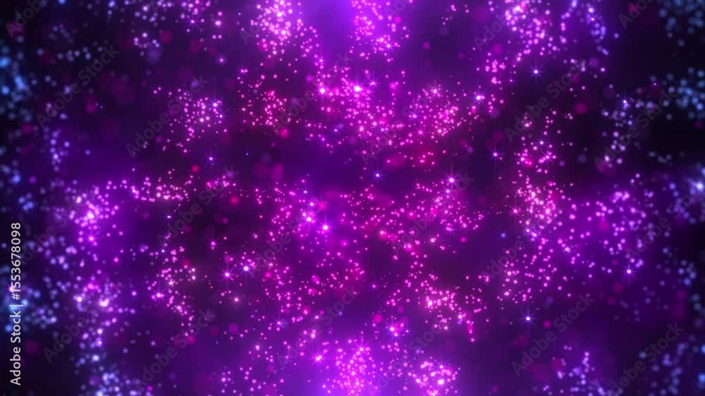 Poster abstract background of magic particles colorful flowers particles glow and move with wave energy bea